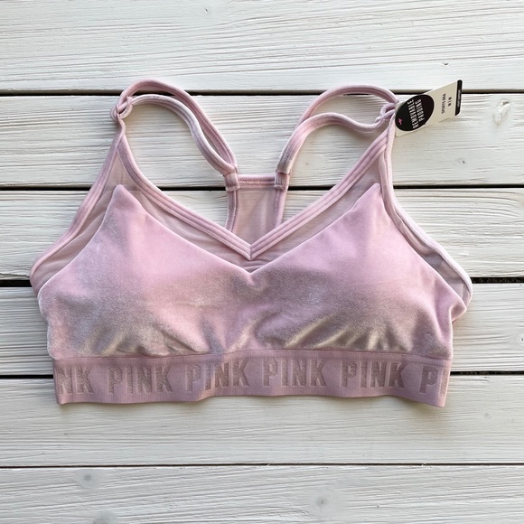 PINK Victoria's Secret Other - NWT VS PINK Velour Light Pink Sports Bra size L